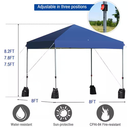 8 Ft. X 8 Ft. Dark Blue Pop-Up Canopy Tent Shelter with Sand Bag