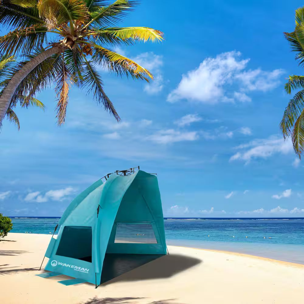 Turquoise Pop up Beach Tent Sun Shelter with Carry Bag