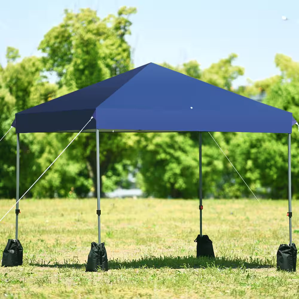8 Ft. X 8 Ft. Dark Blue Pop-Up Canopy Tent Shelter with Sand Bag