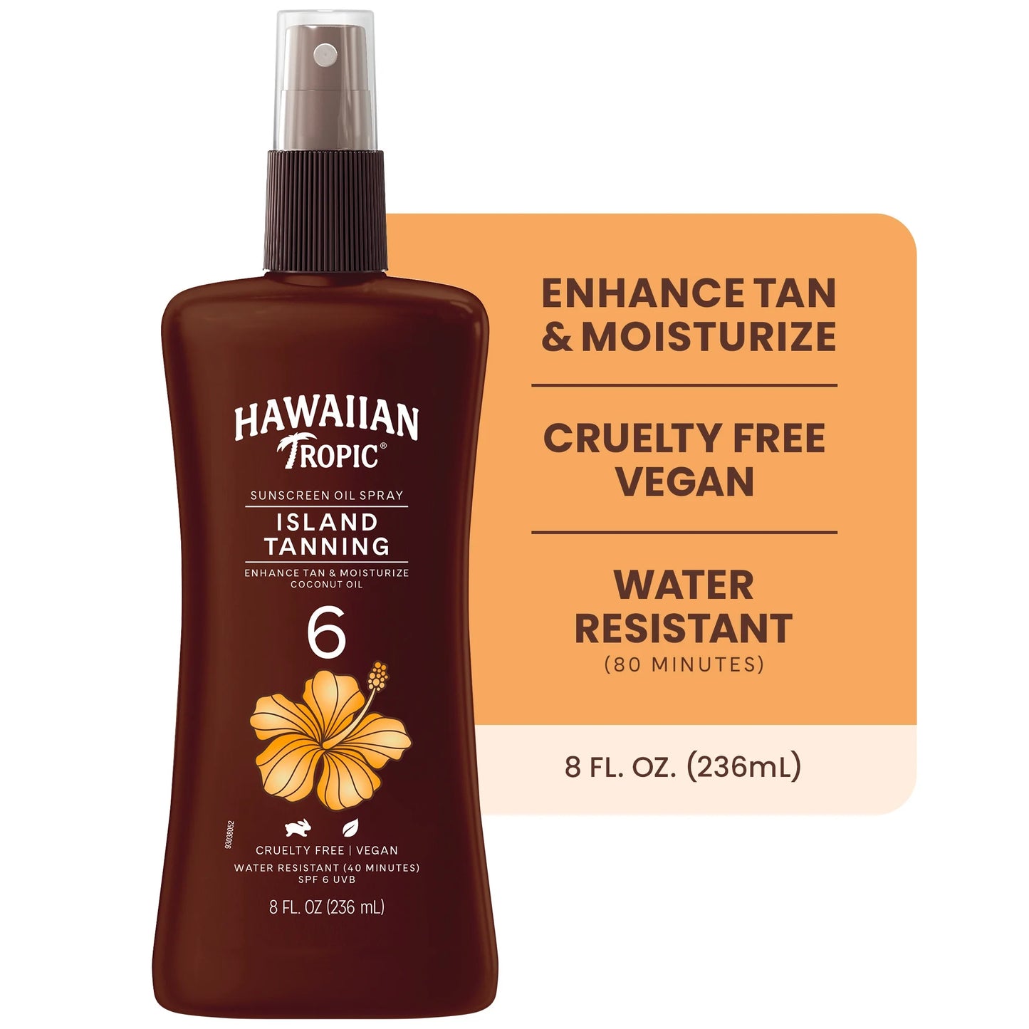 Island Tanning Sunscreen Oil Spray, SPF 6, Moisturize Coconut Oil, 8 FL OZ