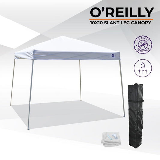 10 X 10 Pop up Canopy Tent, Instant Slant Leg Portable Shade Tent with Carrying Bag, White