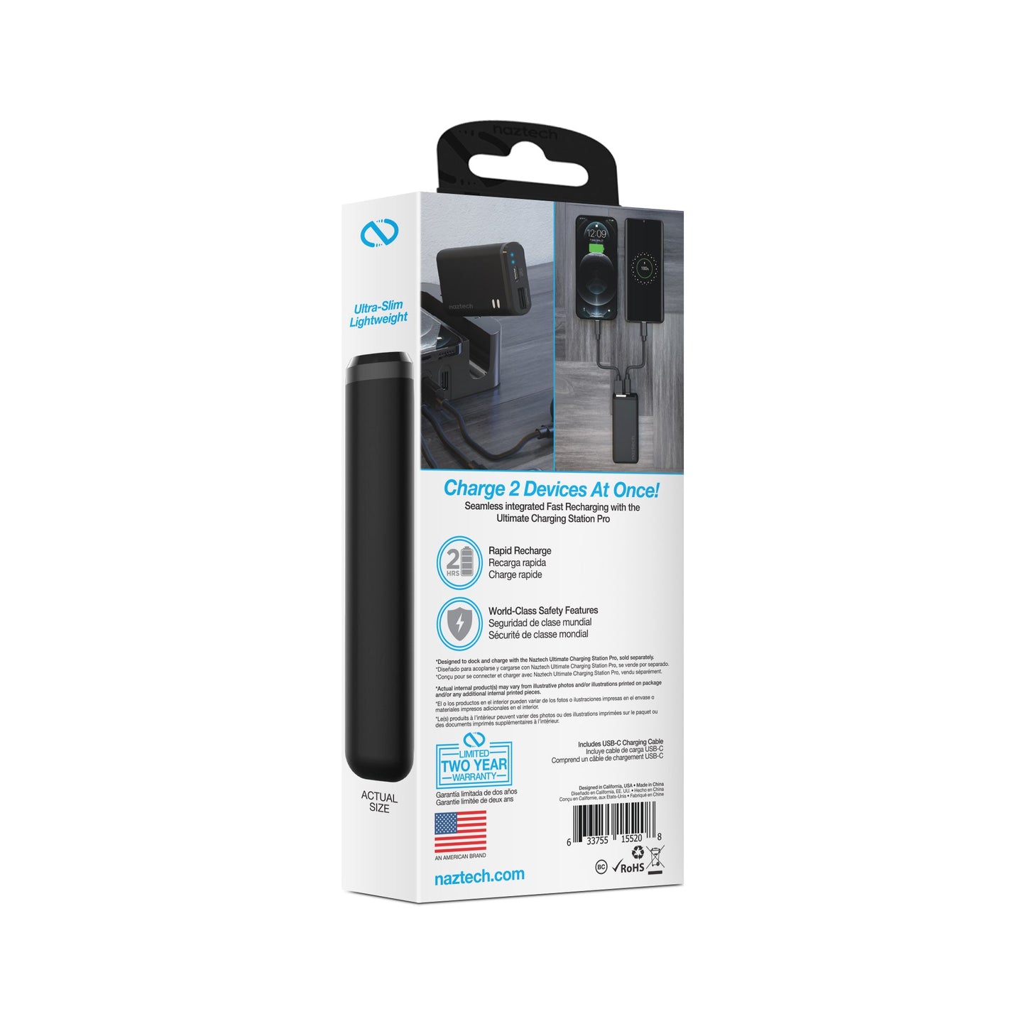 Naztech USB-C + USB Power Bank with 13 Hours Battery Life