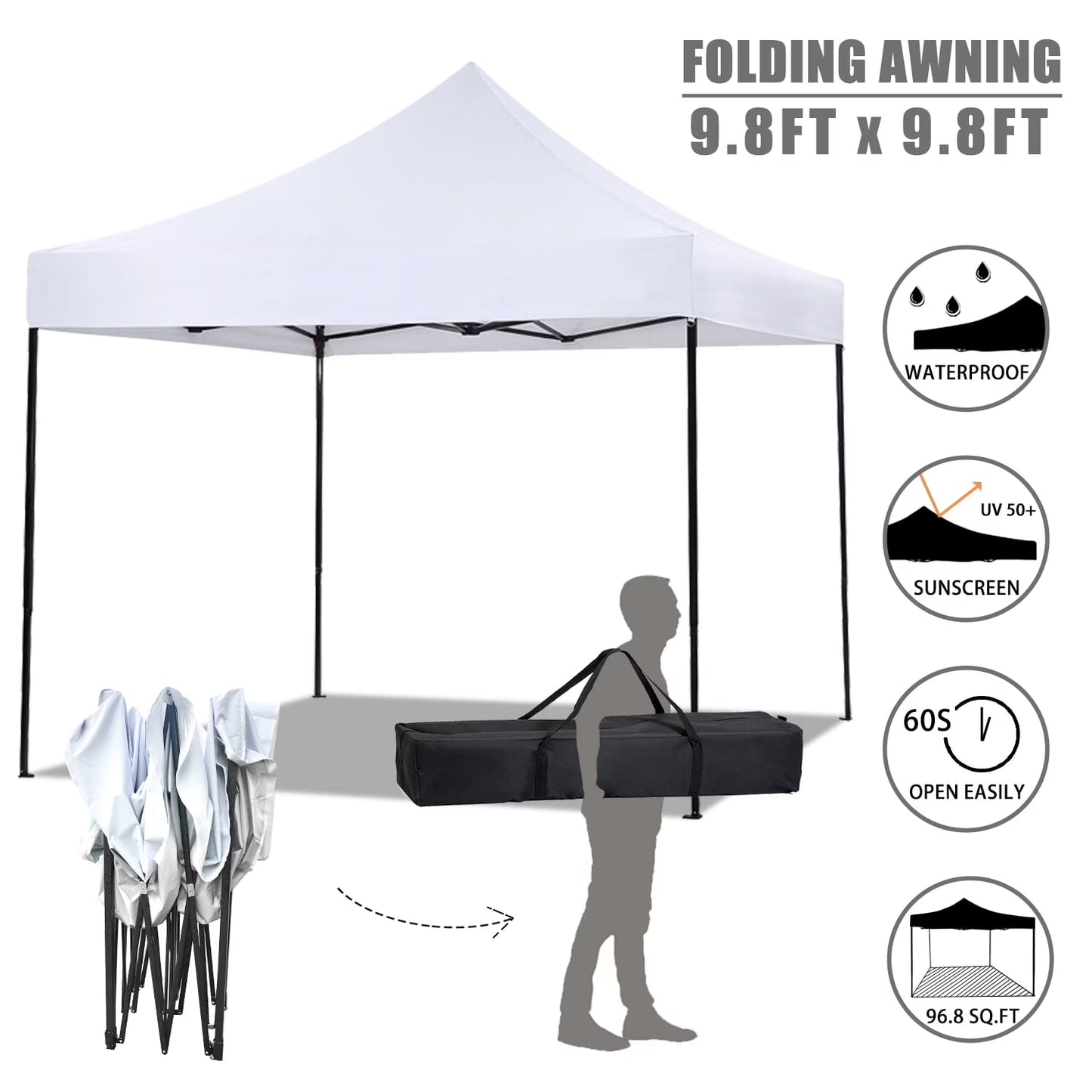 Pop up Canopy 10X10 Pop up Canopy Tent Party Tent Ez up Canopy Sun Shade Wedding Instant Folding Protable Better Air Circulation Outdoor Gazebo with Backpack Bag