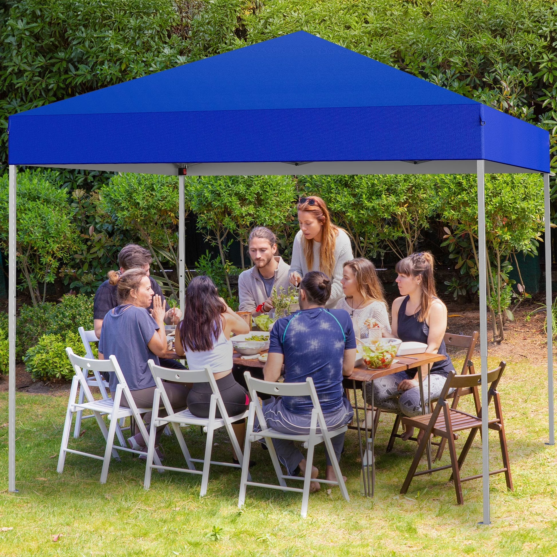 Canopy Tent, 10X10 Ft Easy Pop up Outdoor Canopy Tent, Portable Straight Leg Gazebo Instant Canopy, Blue