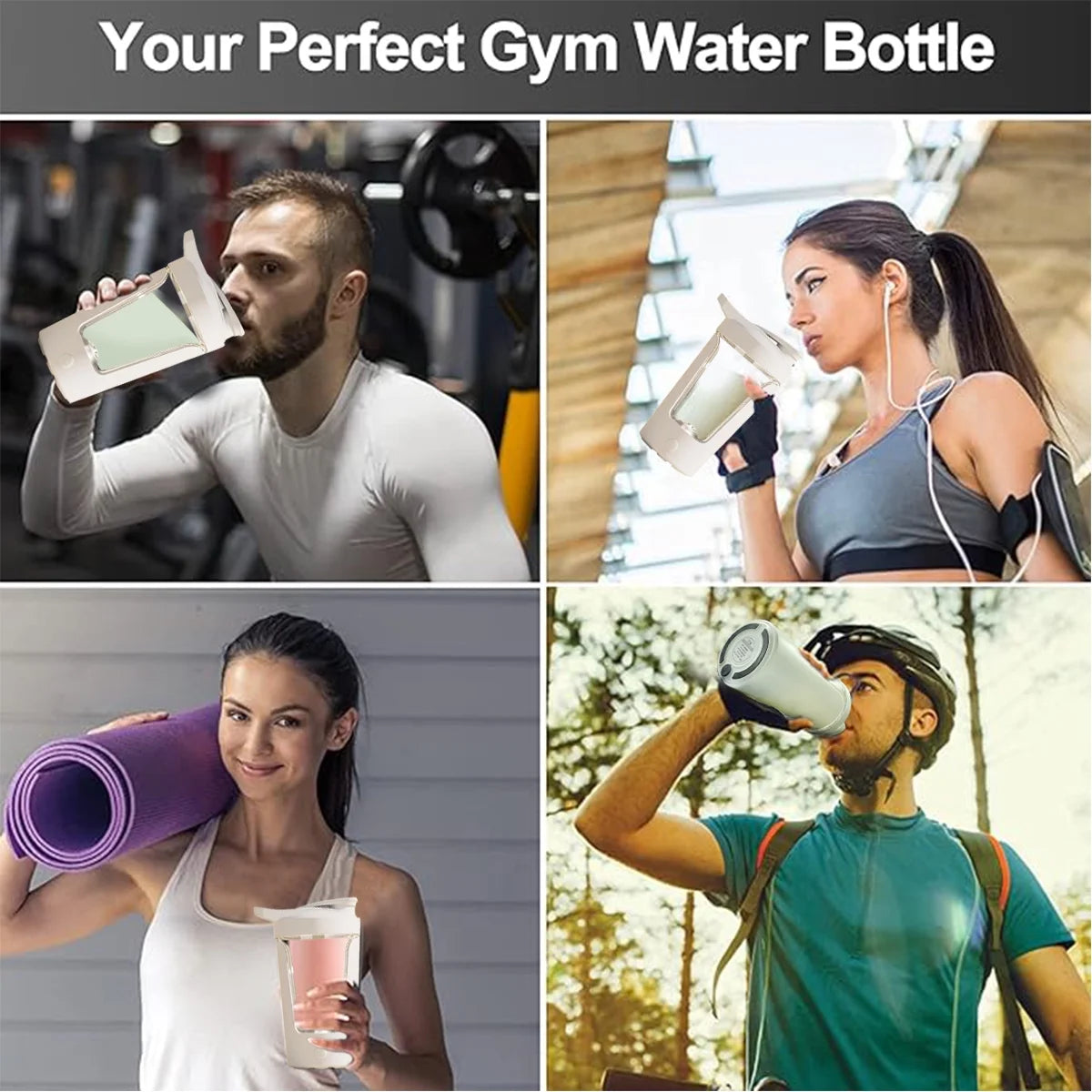 Rechargeable Electric Shaker Bottle for Protein and Beverage Mixing, White
