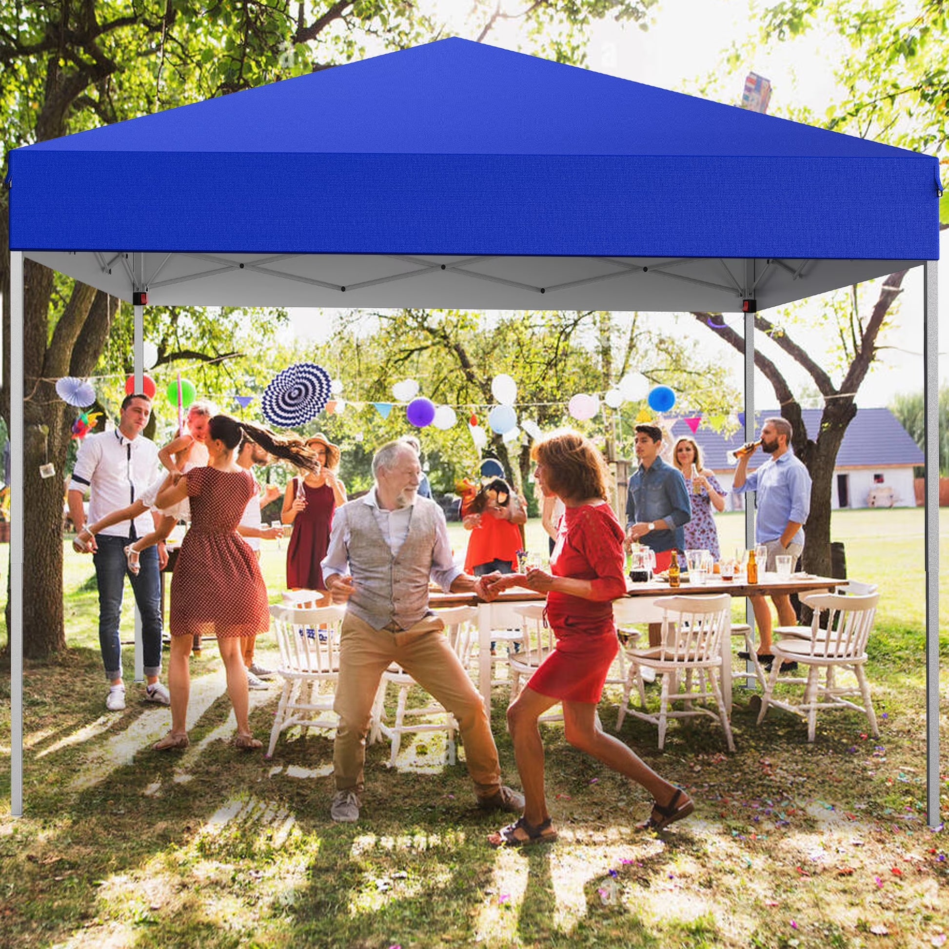 Canopy Tent, 10X10 Ft Easy Pop up Outdoor Canopy Tent, Portable Straight Leg Gazebo Instant Canopy, Blue