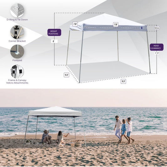 10 X 10 Pop up Canopy Tent, Instant Slant Leg Portable Shade Tent with Carrying Bag, White