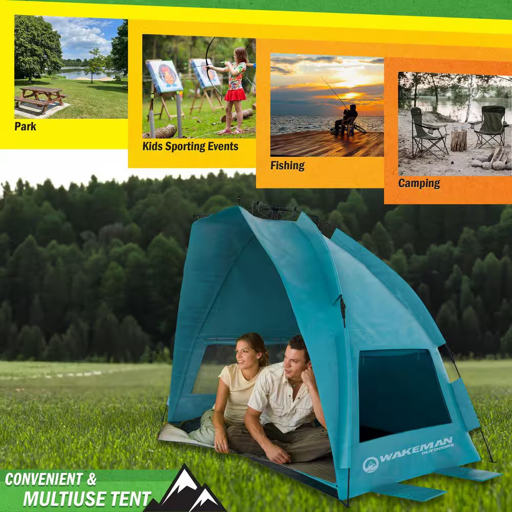 Turquoise Pop up Beach Tent Sun Shelter with Carry Bag