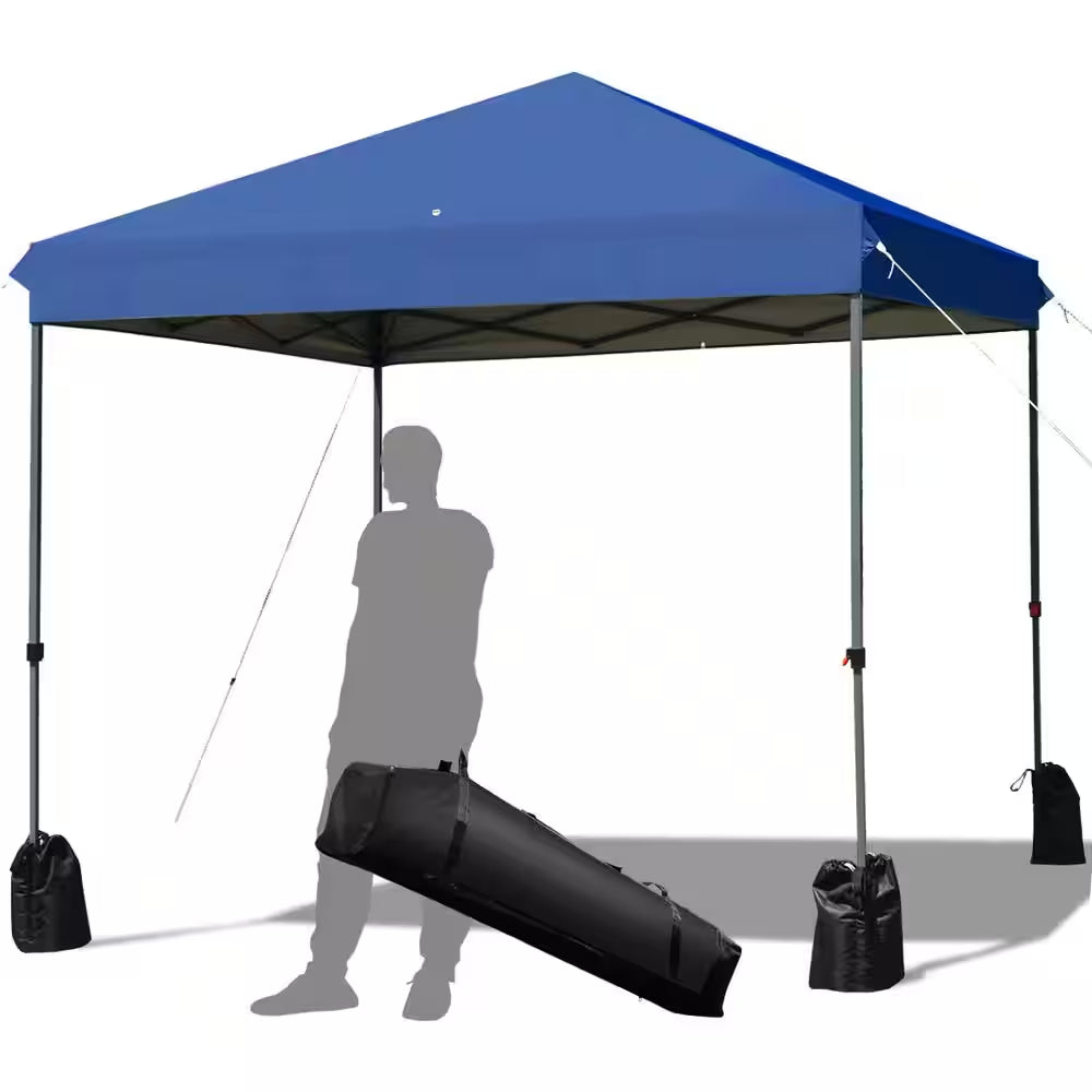 8 Ft. X 8 Ft. Dark Blue Pop-Up Canopy Tent Shelter with Sand Bag