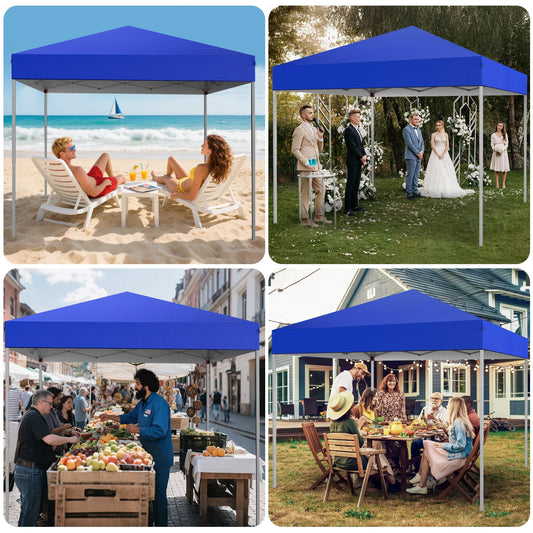 Canopy Tent, 10X10 Ft Easy Pop up Outdoor Canopy Tent, Portable Straight Leg Gazebo Instant Canopy, Blue