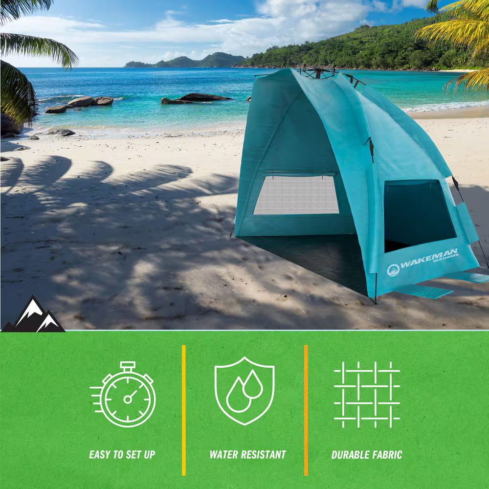 Turquoise Pop up Beach Tent Sun Shelter with Carry Bag
