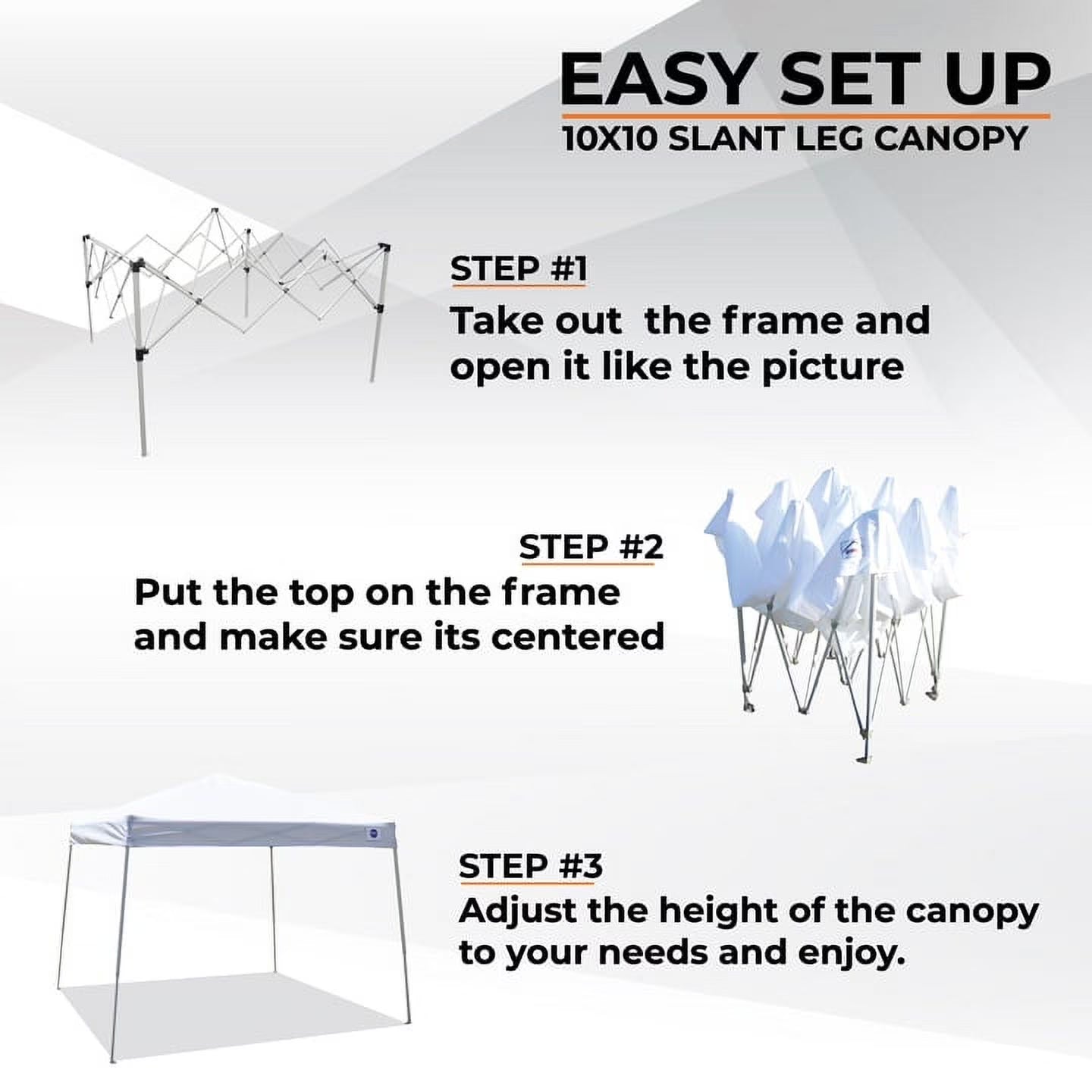 10 X 10 Pop up Canopy Tent, Instant Slant Leg Portable Shade Tent with Carrying Bag, White
