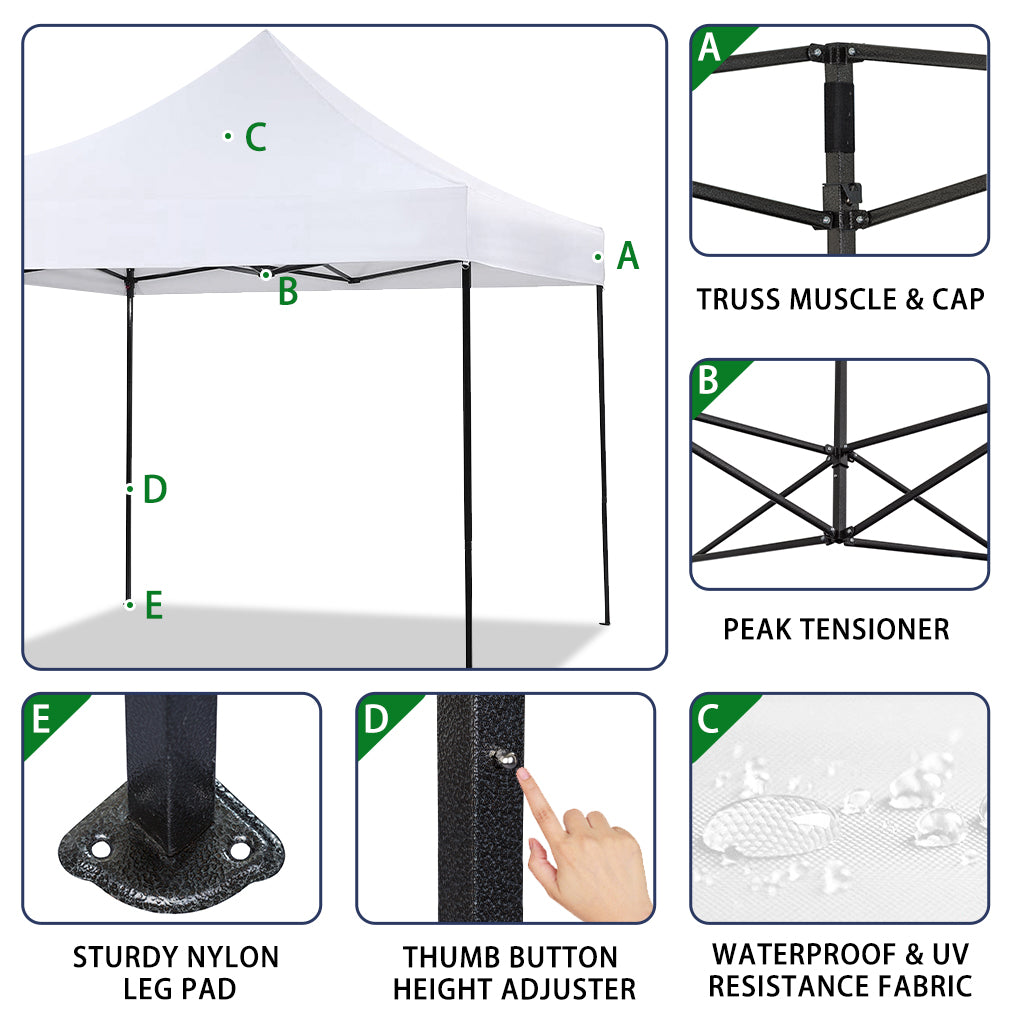 Pop up Canopy 10X10 Pop up Canopy Tent Party Tent Ez up Canopy Sun Shade Wedding Instant Folding Protable Better Air Circulation Outdoor Gazebo with Backpack Bag