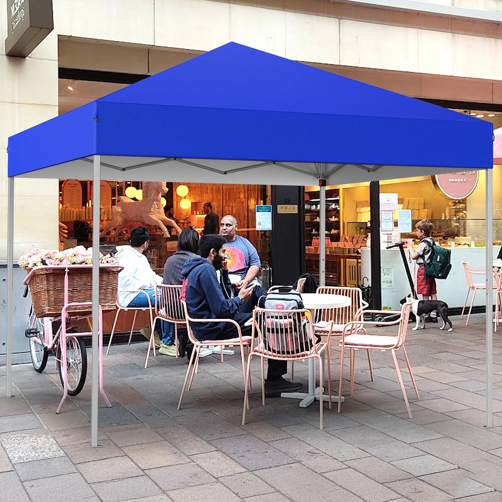 Canopy Tent, 10X10 Ft Easy Pop up Outdoor Canopy Tent, Portable Straight Leg Gazebo Instant Canopy, Blue